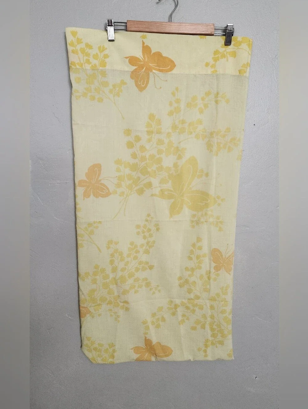 Vintage 1960s 1970s Springmaid King Size Pillowcase Yellow Orange Butterfly